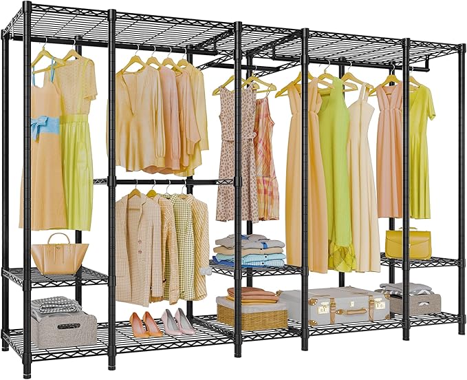 VIPEK V50 Extra Large Closet Rack Heavy Duty Garment Rack Freestanding Wardrobe with Shelves, Portable Metal Clothing Rack for Hanging Clothes, Adjustable Open Closet System, 1300 lb Capacity, Black