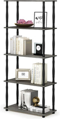 Furinno TURN-S-TUBE Storage Shelves, 5-Tier Book Shelf, Corner Shelf, Toolless Open Shelves, Classic Tubes, for Organization and Storage, Living Room, Garage, Home Office, French Oak