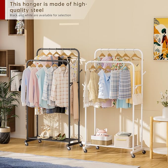 Golpart Clothes Garment Coat Rack Drying Clothing Racks Metal Freestanding for Hanging Clothes Portable Closet for Laundry Bedroom Black