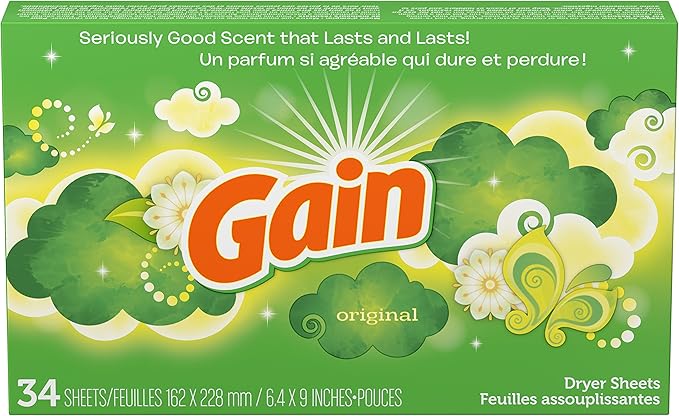 Gain Dryer Sheets - Original - 34 Sheets Per Box - Pack of 2 Boxes