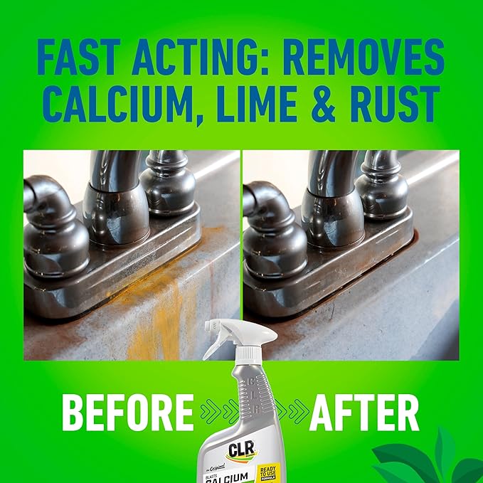 CLR Brands® Calcium, Lime & Rust Remover, Blasts Calcium, Dissolves Lime Deposits, Zaps Stubborn Rust Stains and Hard Water Deposits, 22 Ounce Spray Bottle (Pack of 1)