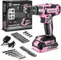 Power Drill Cordless: DEKOPRO'S Pink Cordless Drill 20V Electric Power Drill Set Tool for Women Drills with Battery and Charger 20 Volt Drills Driver Kit