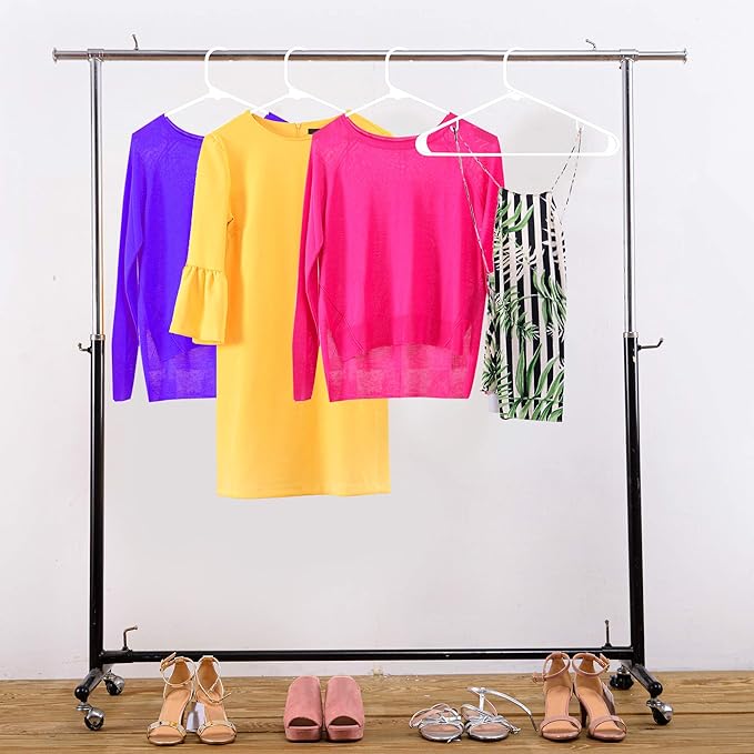 Utopia Home Plastic Hangers 100 Pack - Space Saving Clothes Hanger - Durable & Strong Closet Organizers and Storage with Built-in Strap Hooks - Essential for Shirts, Pants, Skirts & Coats (White)