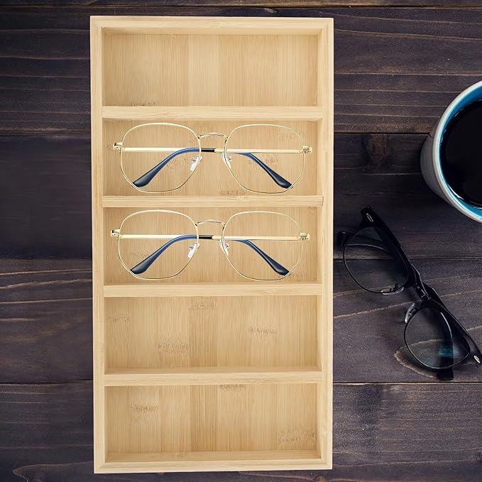 Eyewear Organizer Tray with 5 Compartments, Wear-Resistant Sunglasses Storage Display Case for Glasses and Eyeglasses, Multipurpose Glasses Holder for Home and Office