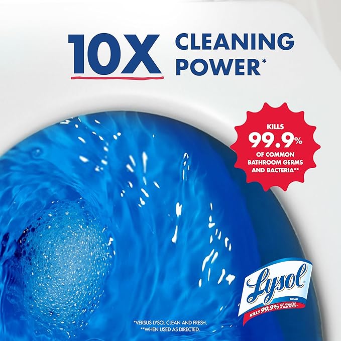 Lysol Toilet Bowl Cleaner, Max Strength Bathroom Cleaning Supplies, Toilet Bowl Cleaner Clinging Gel, Home Essential, Instant Stain Removal, Disinfecting and Deodorizing, Bleach Free, 24 oz (4ct)