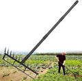 Stirrup Hoe with 76.8" Adjustable Long Handle Weed Puller Heavy Duty Garden Hoe with 12 Tines Rake 2-in-1 Gardening Tool for Loosening Soil, Gathering Leaves, Weeding
