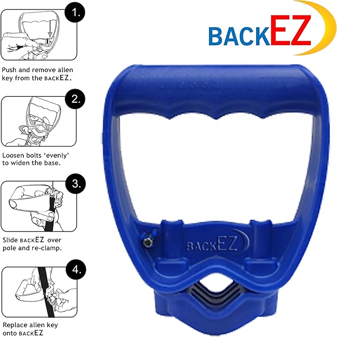 Back-Saving Tool Handle Attachment, EVR-Grip Upgrade, Labor-Saving Ergonomic Shovel Add-on Handle, Blue