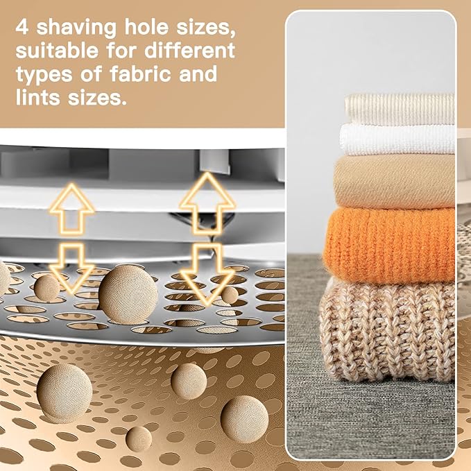 Ruidla Fabric Shaver Lint Remover, Sweater Shaver with Replaceable Stainless Steel 6-Leaf Blades, Fabric Defuzzer for Clothes Fuzz, Lint Balls - Battery Operated