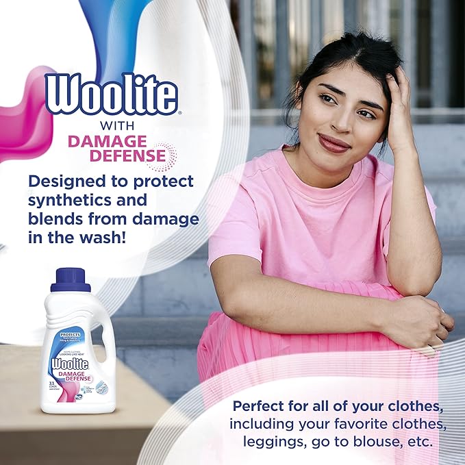 Woolite Damage Defense Liquid Laundry Detergent – Protects Clothes from Stretching & Pilling, 50oz
