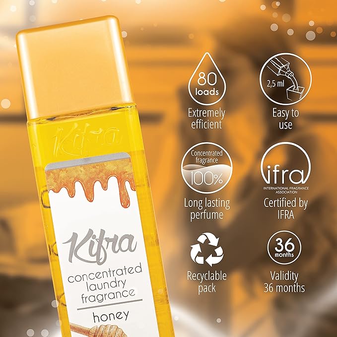 KIFRA HONEY Concentrated Laundry Fragrance 6.76 Fl Oz 200ml 80 Washing Cycles
