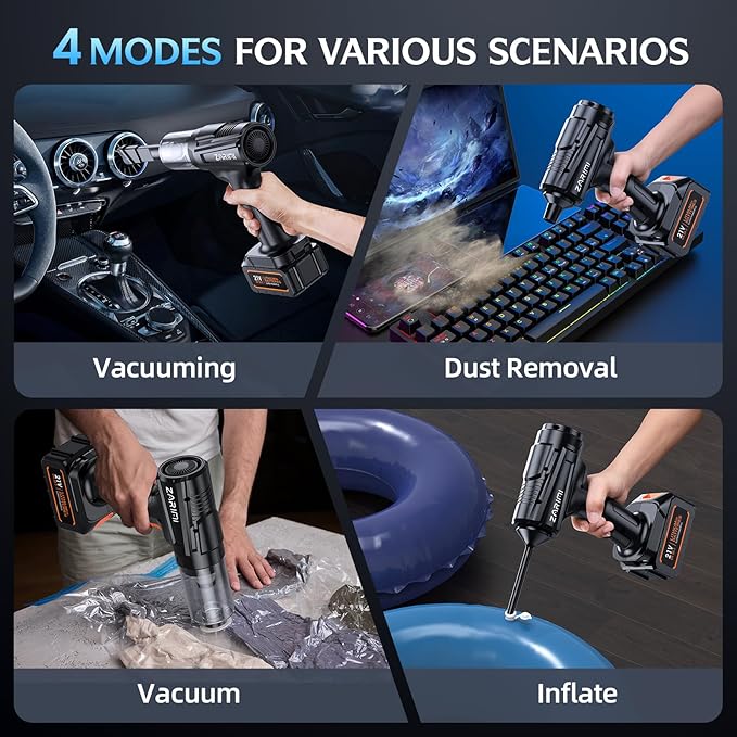 Cordless Handheld Car Vacuum Cleaner, 50,000Pa High-Power Brushless Motor, Rechargeable Dust Buster with 2 Batteries & Charger, 6-in-1 Portable Vacuum Cleaners for Home, Pet Hair, Black