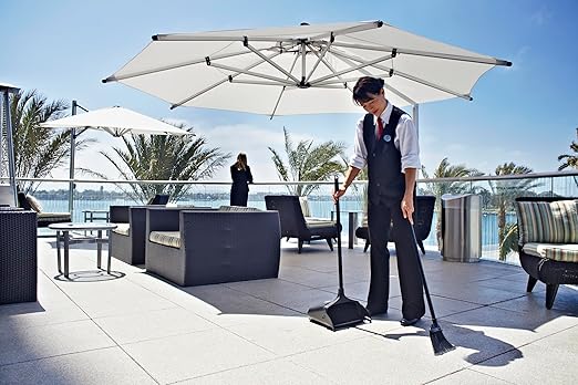 Rubbermaid Commercial Products Dustpan with Long Handle Plastic Black Compatible with Any Broom for Lobby/Restaurant/Office/Home/Dog Pooper Scooper 12.50" Wide