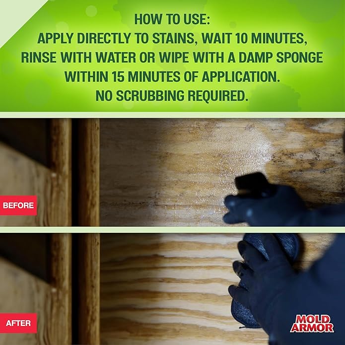 MOLD ARMOR Professional Brand Mold Kill & Control Spray, 32 oz., Hard Surface Mold and Mildew Remover, Visible Results in Minutes, Eliminates Bacteria and Viruses