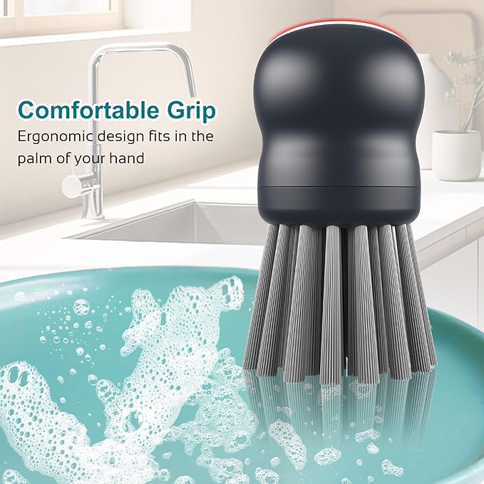 Mini Dish Brush for Cleaning Chicken Shredder, Palm Brush Dish Scrubber with Ergonomic Grip, Kitchen Brush for Washing Dishes, Pans, Pots, Sink (1, Gray)