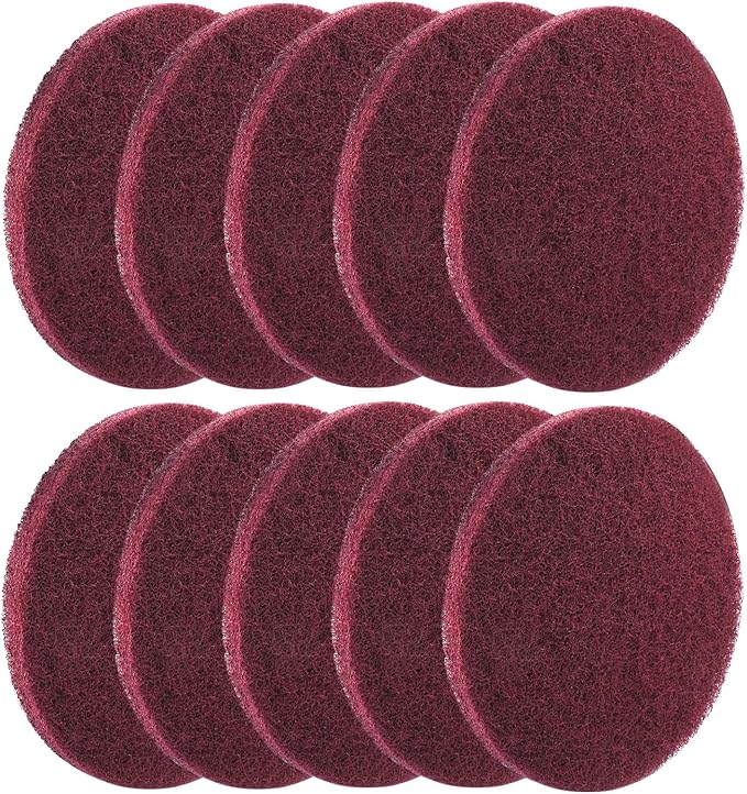 10 Pcs 400 Grits Power Scrubber Pad, Replacement Scouring Pads Abrasive Buffing Pads Drill Power Brush Polishing Pad(5 Inch, Red)