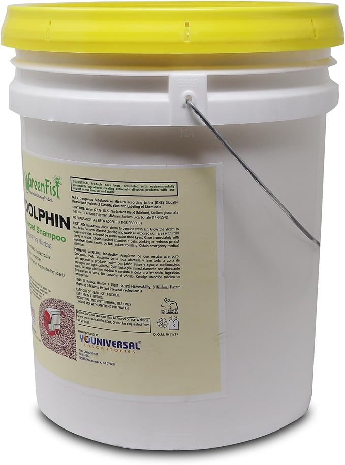 GreenFist Dolphin Carpet Extractor Odor & Stain Remover Shampoo Concentrated Deep Cleaner and Deodorizer[ Any Rug Or Carpet Machine] Unscented Formula, 5 Gallon Pail