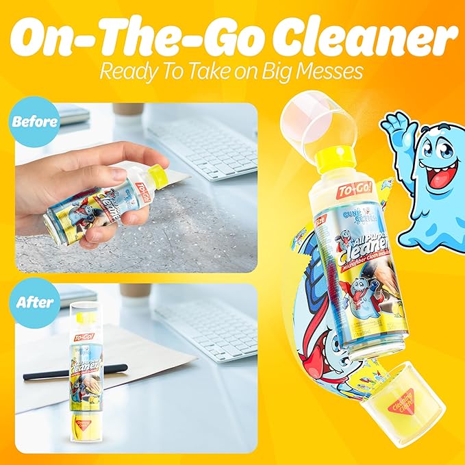 Travel Spray Bottle With Microfiber Cap - All Purpose Cleaner - Lemon (2 Pack)