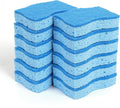Kitchen Sponges – 12 Pack – Non-Scratch Dual-Sided Cellulose Scrub Sponges for Dishes, Pots, and Pans – Durable, Absorbent, and Reusable (Dark Blue/Light Blue)