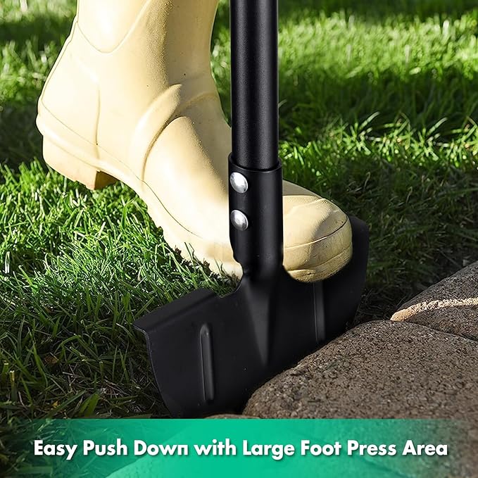 Lilyvane Half Moon Manual Lawn Edger - 36 Inch Long Handle- Heavy Duty Manual Edging Tool for Driveway, Sidewalk, Flower Bed, Landscaping Black