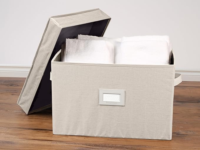 Covermates Keepsakes - Storage Box - Heavy Duty Polyester - Reinforced Handles - ID Window - Indoor Storage - Closet Storage, Beige Heather