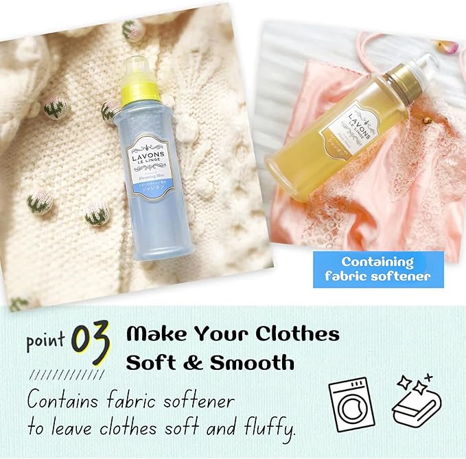 LAVONS Natural Fabric Conditioner for Sensitive Skin, Plant-Based Laundry Softener for Baby & Pet, Reduces Fabric Wrinkles, Long-Lasting Scent & Odor Control from Japan, FRENCH MACARON, 20.3 Fl Oz