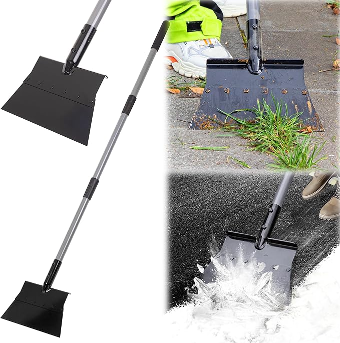 Suchtale Garden Flat Shovel Scraper, Heavy Duty Multifunctional Outdoor Cleaning Shovel with 54 Adjustable Long Handle, Ideal for Weed Removal, Lawn Edging, Trenching and Snow & Ice Scraping
