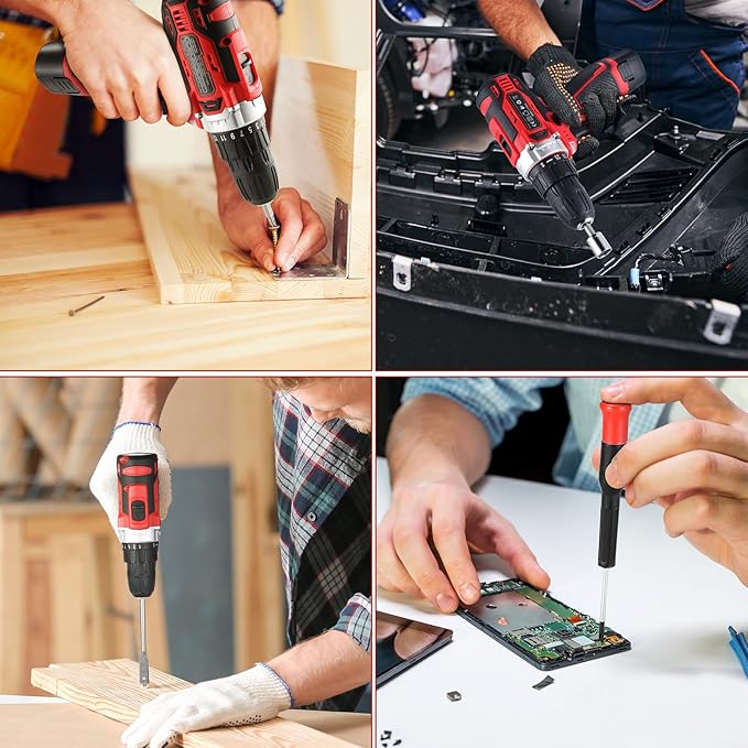 TLGREEN Complete Home Tool Kit with 12V Cordless Drill & Magnetic Bits | 138Pcs All-in-One Set for DIY, Repairs & Assembly | Durable Case & Fast Charging | Ideal for New Homeowners | Red