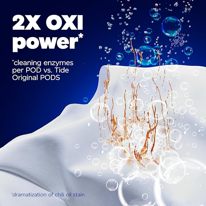 Tide Oxi Boost Power PODS Laundry Detergent Pacs, 45 Count, Set-In Stain Removal + Oxi Power, laundry soap detergent pacs