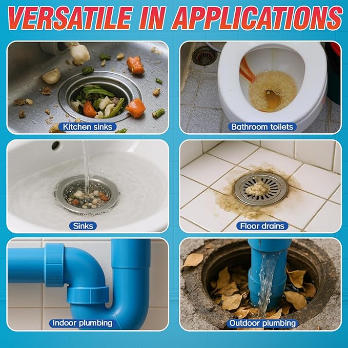 Drain Clog Remover, Powerful Sink Drain Cleaner Powder, Fast Removes Clogs, Hair, Grease & Soap Scum, for Pipes Home Use 260g