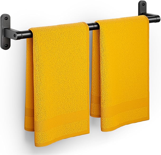 Powools Matte Black Towel Rack for Bathroom - 24" Rustproof Towel Holder, Sturdy Towel Bar Wall Mounted, Space-Saving Towel Hanger, Bathroom Accessories, Home Decor, Apparment Essentials