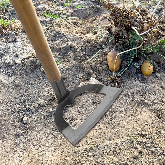 Yardwe Heavy Duty Hollow Hoe Garden Tool - Stainless Steel Weeding Rake for Backyard Gardening Soil Loosening and Vegetable Farming 8.38 X 6.69 X 4.80 Inches