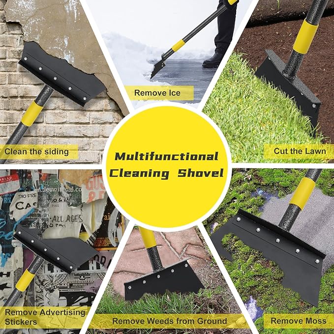 Garden Flat Shovel, 60" Multifunctional Cleaning Shovel, Manual Weeder Heavy Duty Metal Floor Scraper Garden Tool for Lawn Digging, Weeding, Scraping, Ice Remove, Edging