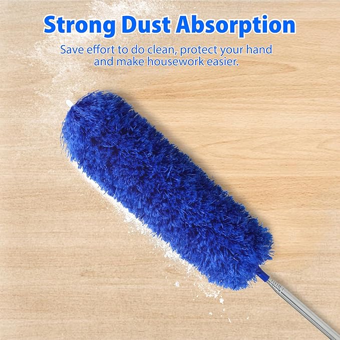Duster with 80" Extension Pole for Cleaning, Bendable Duster Microfiber Head,Washable Cleaning Duster for Cobweb Cleaning,High Ceilings,Fan,Home,Furniture,Car