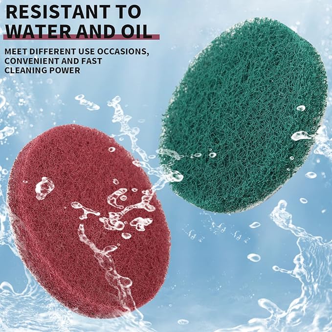 4 Inch Drill Brush Power Scouring Pads - Heavy Duty Tub and Tile Cleaner - Household Cleaning Kit Includes Drill Attachment, 5 Red, 5 Stiff Green Scrubber Pads