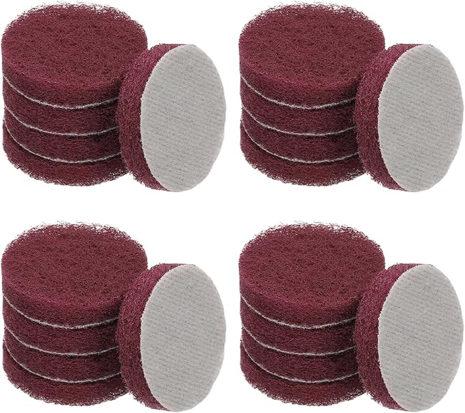 Power Scrub Pads, Scrubbing Pads 320 Grits Scouring Discs - Fitting for (Home Kitchen Cleaning - Drill Attachment - Scrubber Replacement) 20 Pcs & 2 Inch & Red