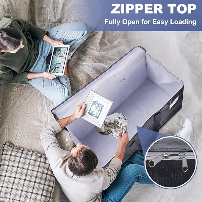 StorageRight Heavy Duty Moving Boxes-Moving Bags with Zipper, Reinforced Handles and Tag Pocket-Collapsible Moving Supplies-Totes for Storage Great for moving, Storage and Travel 93L(Gray-10 Pack)