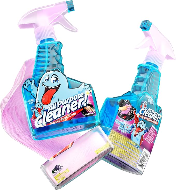 Spray Bottle With Microfiber Cap - All Purpose Cleaner 16oz - Lavender (2 Pack)