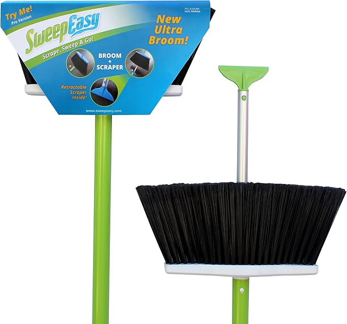 New Broom As Seen On Shark Tank. for Indoor and Outdoor Use Retractable Handle with Scraper Making Sweeping Easy