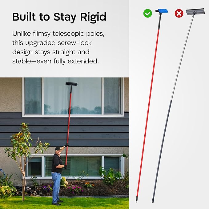 Tyroler Professional Window Squeegee for Home, 12"-110" Long Squeegee for Window Cleaning, 2-in-1 Window Cleaning Squeegee Kit, Indoor & Outdoor Window Cleaner Tool for High Windows & Glass