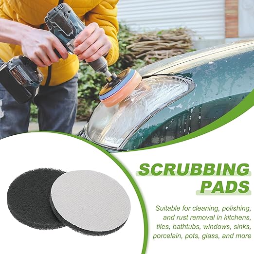 Power Scrub Pads, Scrubbing Pads 800 Grits Scouring Discs - Fitting for (Home Kitchen Cleaning - Drill Attachment - Scrubber Replacement) 8 Pcs & 4 Inch & Dark Gray