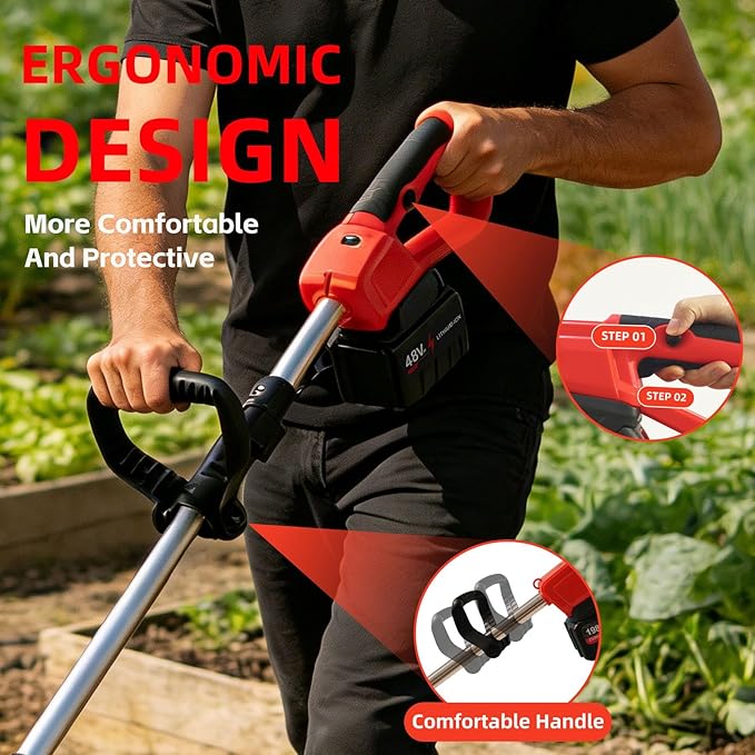 Cordless Tiller Cultivator, 360PRM Electric Garden Tiller, with 2X4.0Ah Batteries & LCD Display, 48 Steel Tines, 9" Tilling Width, 6.6" Depth, Battery Powered Rotary Tiller Lawn/Soil Cultivation