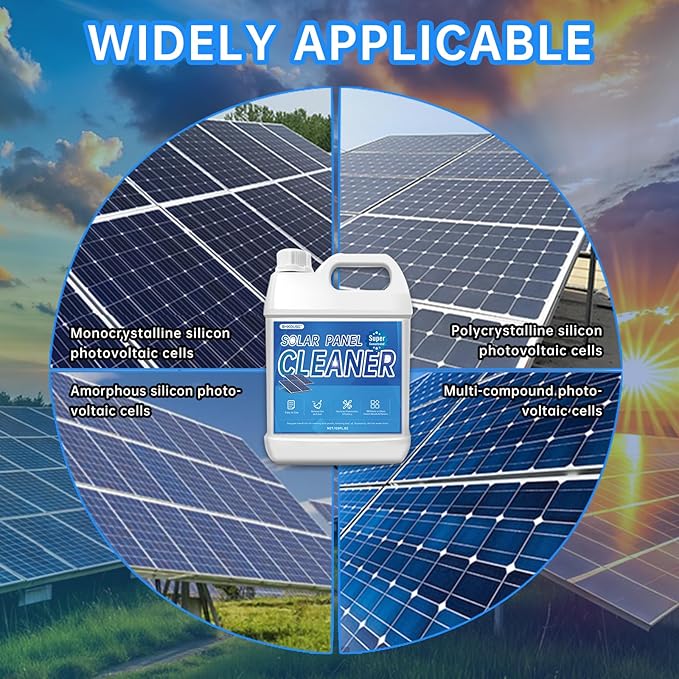 Solar Panel Cleaner 32 oz (Makes 150 Gallons) Powerful Concentrated Cleaning Solution for Glass, PV Panel, Metal & Acrylic | Streak-Free & Non-Toxic, Deep Cleansing, Safe for Multi-Surface