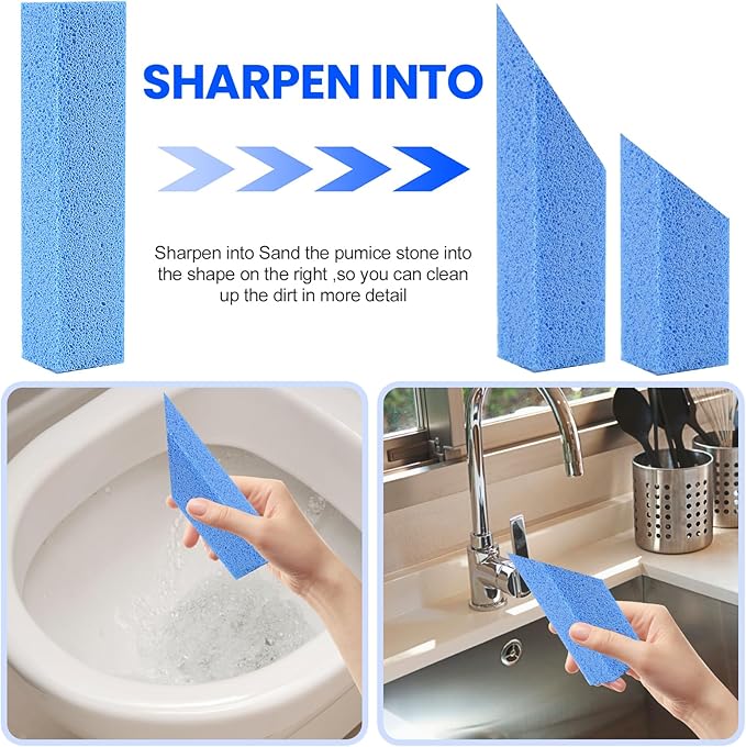 6 Pack Pumice Stone Toilet Bowl Cleaner, Pumice Stone for Cleaning, Powerfully Cleans Toilets, Bathtubs, Grills, Swimming Pools, Sinks (Blue)