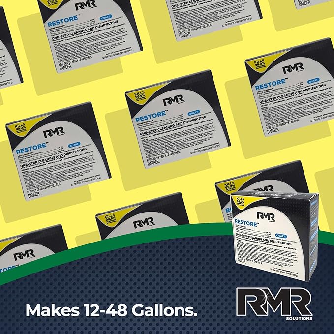RMR Solutions RESTORE Disinfectant & Cleaner Concentrate, EPA Registered Mold Remover & Antibacterial Cleaning Solution for Kitchen, Bathroom, Floor, Home, Pet Areas, Counter, 3.34g, Makes 16 Quarts