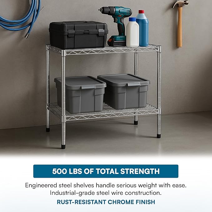 Heavy-Duty Pantry Organizers and Storage with Adjustable Shelves, No Tool Assembly, Bathroom Storage Solution, Storage Shelves with 250 Pound Weight Capacity Per Shelf