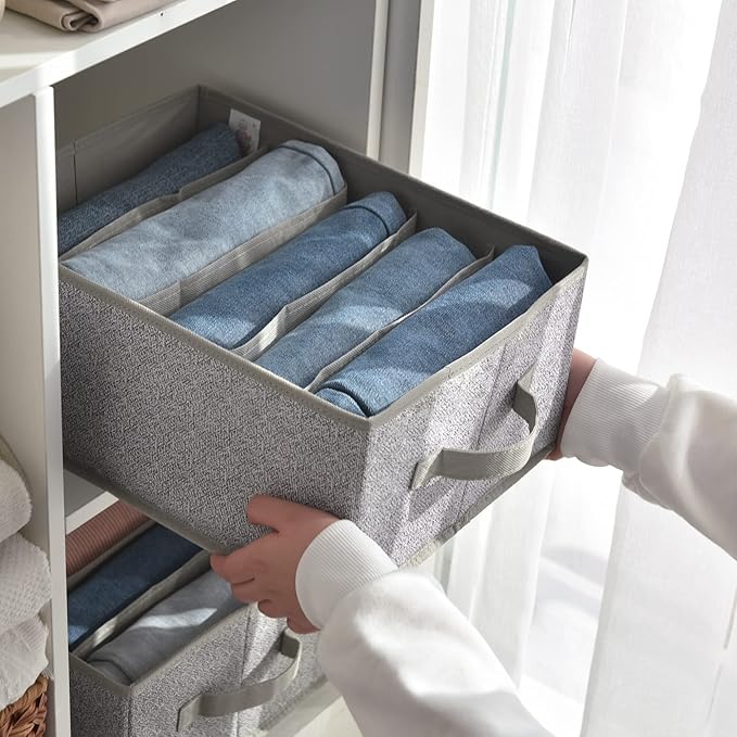 GRANNY SAYS Pants Organizer for Closet, Drawer Organizers for Clothing, Wardrobe Clothes Organizers with Divider, Clothes Organizers and Storage, Jeans, Tshirt, Organizer, Gray, 6-Pack