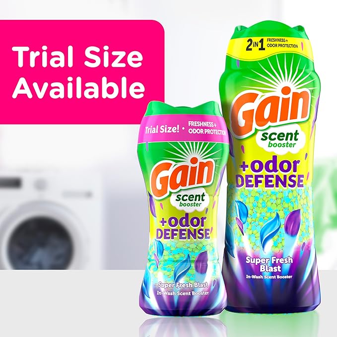 Gain Odor Defense In-wash Scent Booster, Super Fresh Blast scent, 16 OZ, 2 in 1 Freshness plus Odor Protection, laundry scent beads
