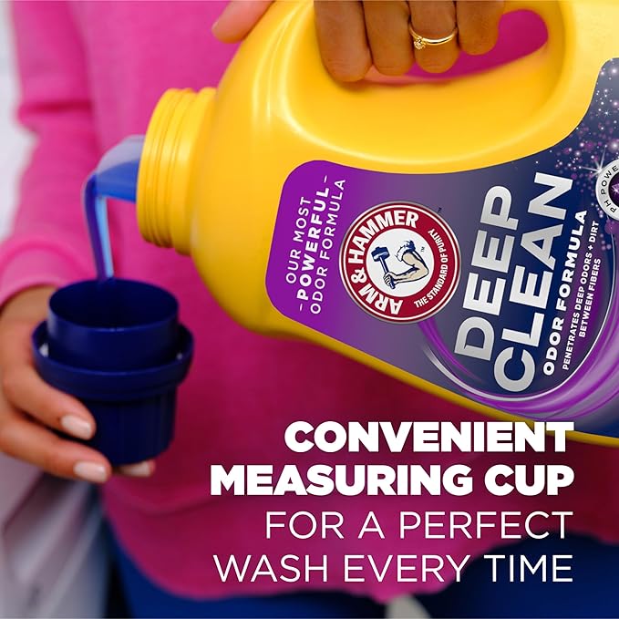 ARM & HAMMER Deep Clean Odor Formula Liquid Laundry Detergent, Radiant Burst Scent, 75 Fl Oz, 50 Loads