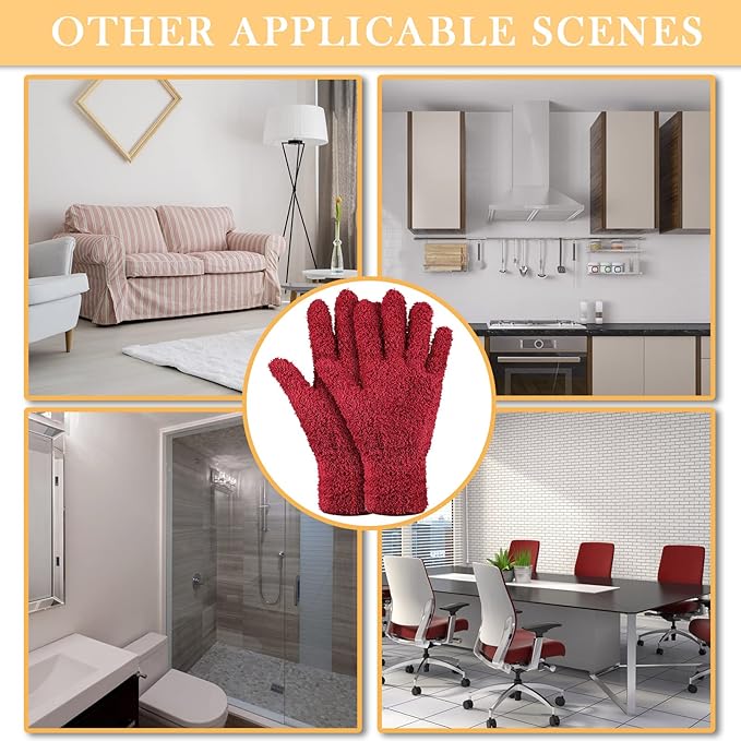 Patelai 3 Pairs Microfiber Plant Dusting Gloves Leaf Cleaning Gloves for Indoor Plants, Blinds, Furniture, House (Brown,Dark Green,Dark Red,Small)
