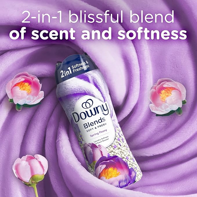 Downy Blends 2-in-1 Soft & Fresh Laundry Scent Booster Beads, Spring Peony Scent, 13.0 OZ, Laundry Softness and Scent Booster